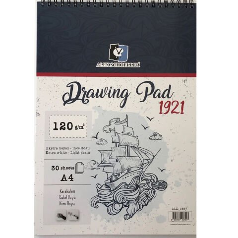 Alex Schoeller A4 Drawing Pad 30 Yaprak Üstten Spiralli Eskiz Defteri ALX-0557