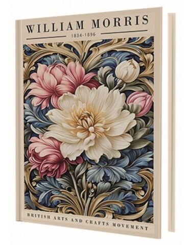 Deffter Wintage Art White Flower (William Morris) 96 Yaprak Çizgili Sert Kapak Defter