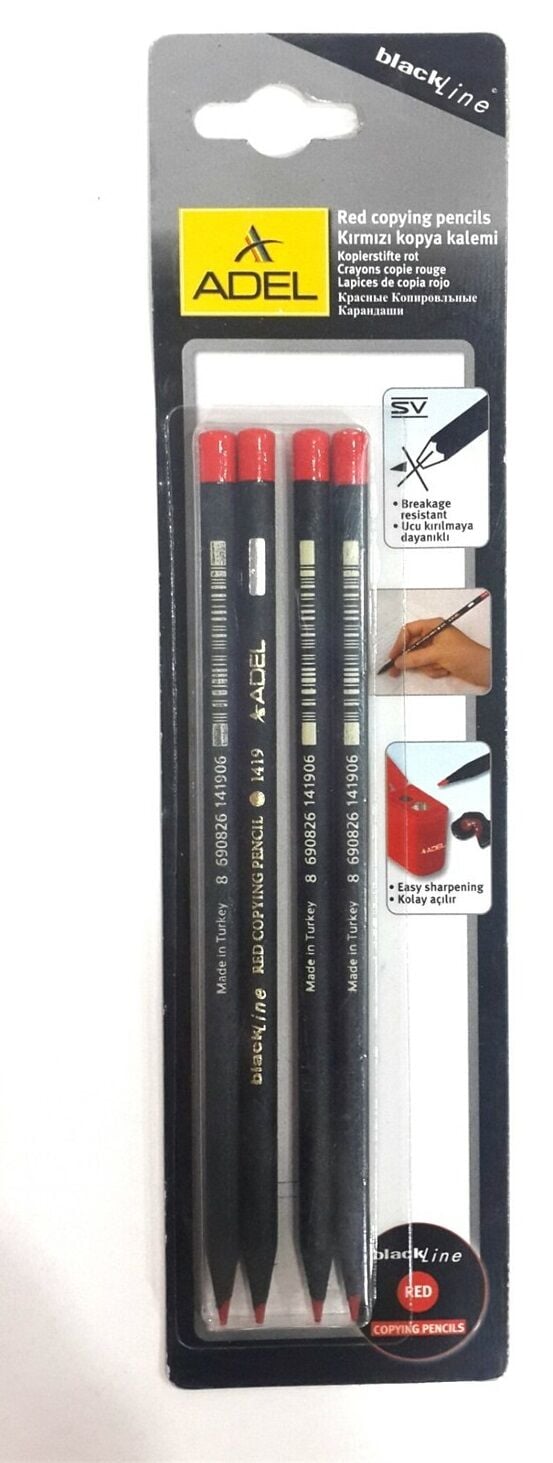 Adel Kırmızı Kopya Kalemi 4'lü Blackline Blisterli