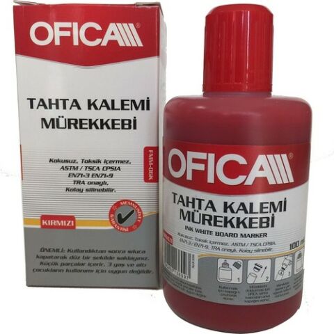 Ofica Tahta Kalemi Mürekkebi 100 ml. Kırmızı FMM-06K