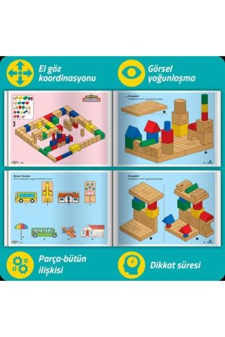 Dikkati Güçlendirme Seti Plus 4 Yaş (26+106 Ahşap Materyal+3 Kitap Takım)