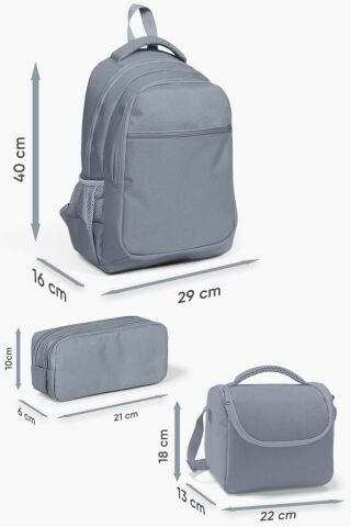 Kids Açık Pembe Mavi Kaplumbağa Desenli 3’lü Okul Çanta Seti SET0123497