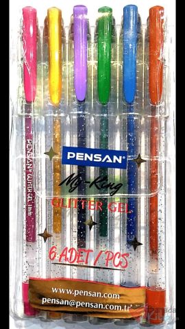 Pensan Simli Jel Kalem 6 Karışık Renk