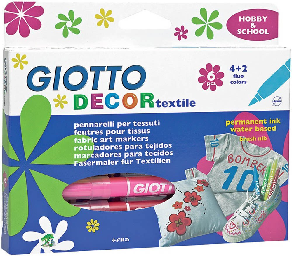 Giotto 6 Renk Decor Tekstil Kalemi