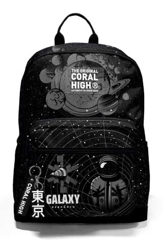 Siyah Galaxy Desenli 3'lü SET Okul ve Sırt Çantası