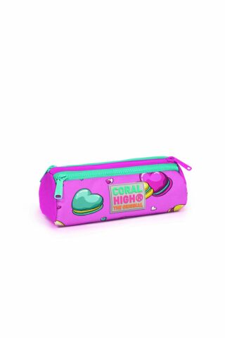 Çocuk Açık Pembe Makaron Desenli Dört Bölmeli Çanta Seti 3'lü