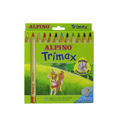Alpino Trimax 12 Renk Kuru Boya Kalemi Jumbo Karton Kutu