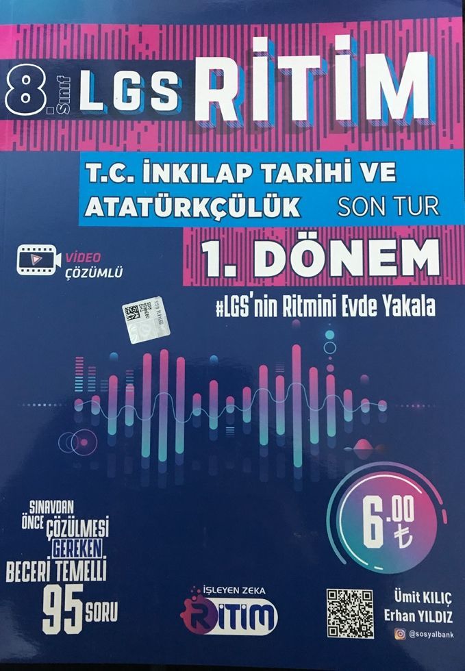 İşleyen Zeka 8. Sınıf LGS 1. Dönem T.C. İnkılap Tarihi ve Atatürkçülük Ritim Son Tur