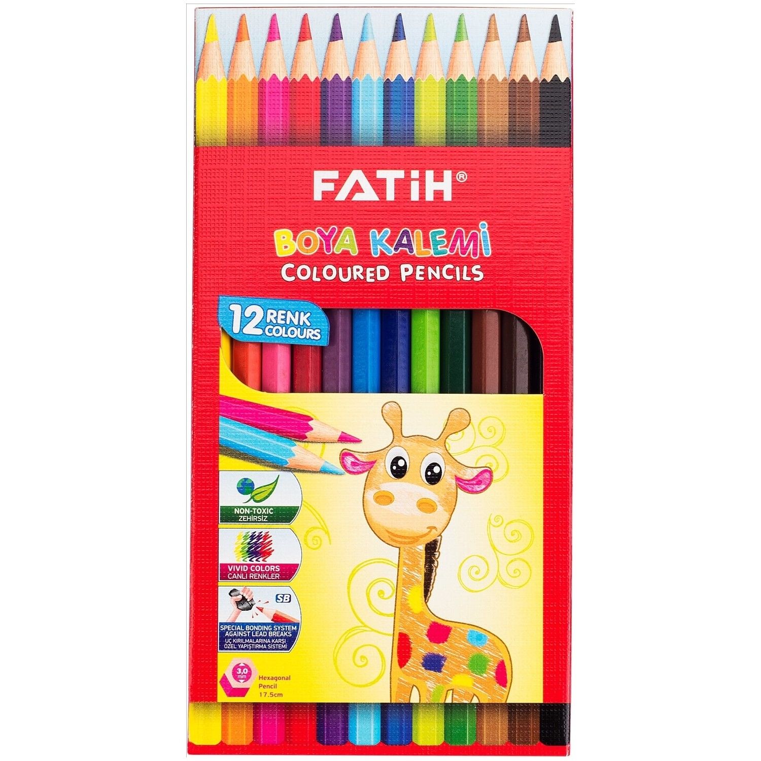 Fatih 12 Renk Kuru Boya Kalemi Karton Kutu