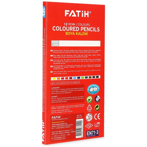Fatih 12 Renk Kuru Boya Kalemi Karton Kutu