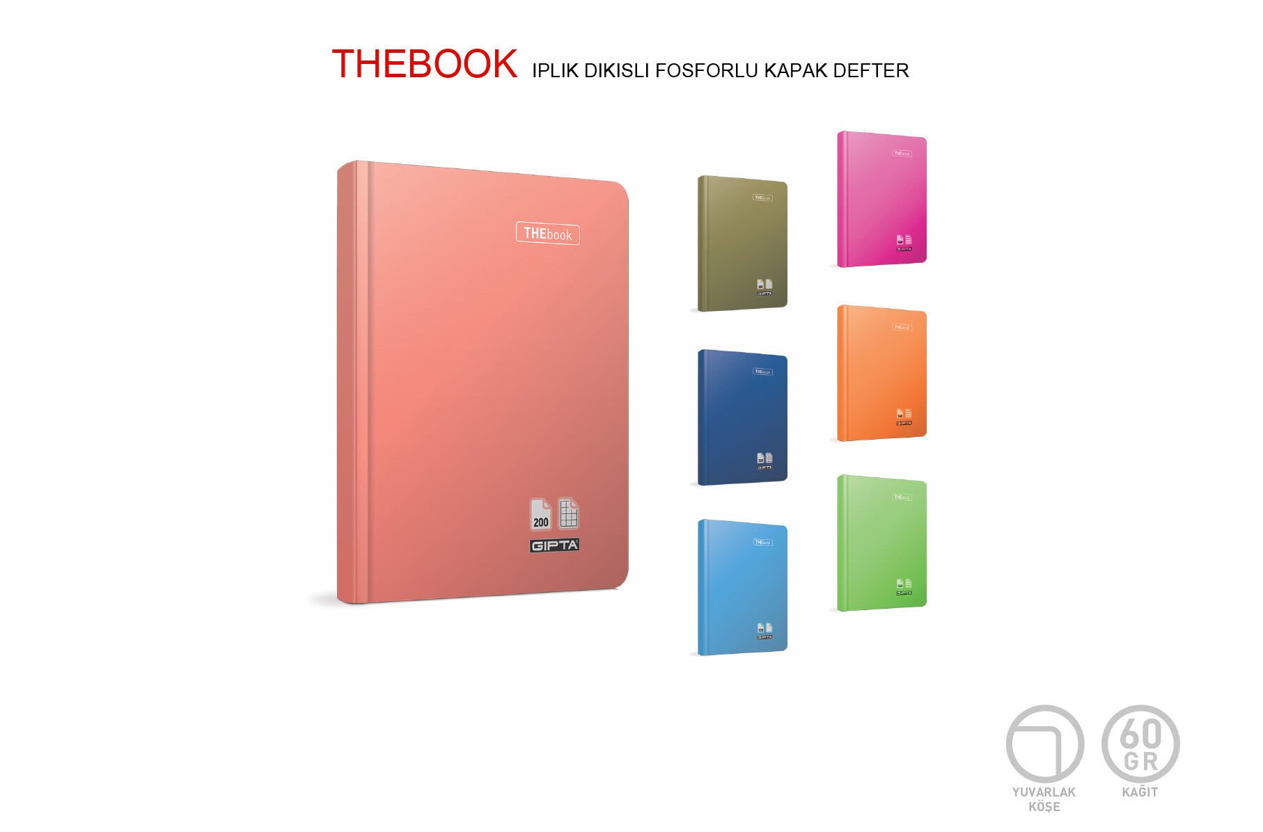 Gıpta TheBook 20x28 120 Yaprak Kareli Sert Kapak Ciltli Defter