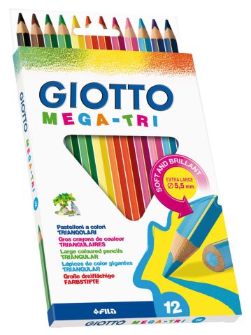 Giotto Mega-Trı 12 Renk Kuru Boya Kalemi Jumbo
