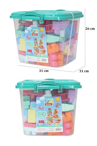 Play Blox Yapı Oyuncakları 3127 Pastel Renkler Mega Blok Seti 107 Parça Kovalı