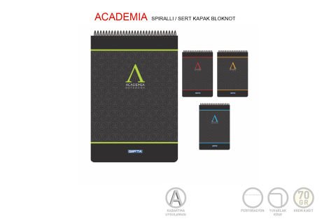 Gıpta Academia19x26 100 Yaprak Kareli Üstten Spiralli Sert Kapak Defter