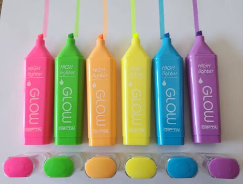 Gıpta Glow 6 renk Fosforlu Markör Canlı Renkler