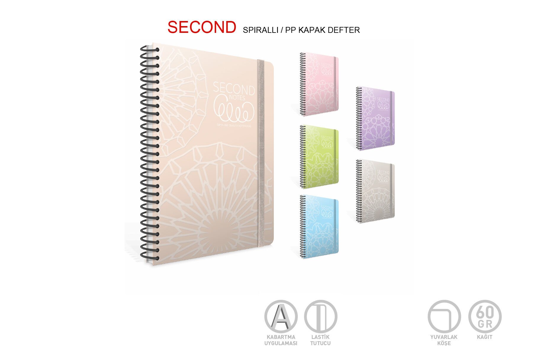 Gıpta 17x24 Second Notes 80 Yaprak Çizgili Plastik Kapak Spiralli Defter