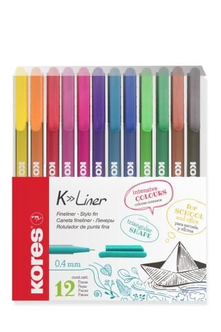 Kores Fineliner 0.4 Mm Ince Uçlu Yazı Ve Çizim Kalemi 12’li Set