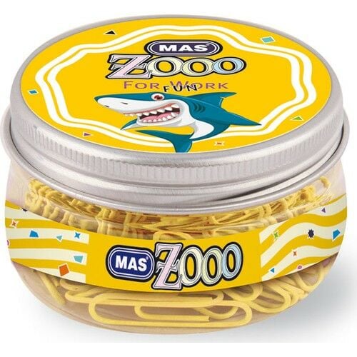 Mas Zooo - Şeffaf Yuvarlak Kutuda Plastik Kaplı Ataş - No:3 - Sarı