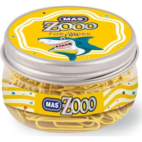 Mas Zooo - Şeffaf Yuvarlak Kutuda Plastik Kaplı Ataş - No:3 - Sarı