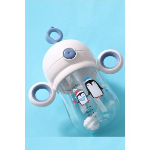 Rovco Çocuk Tritan 220 ml Pipetli Tritan Su Matarası I Love You Daddy -Akıllı Pipet Toplu--Mavi