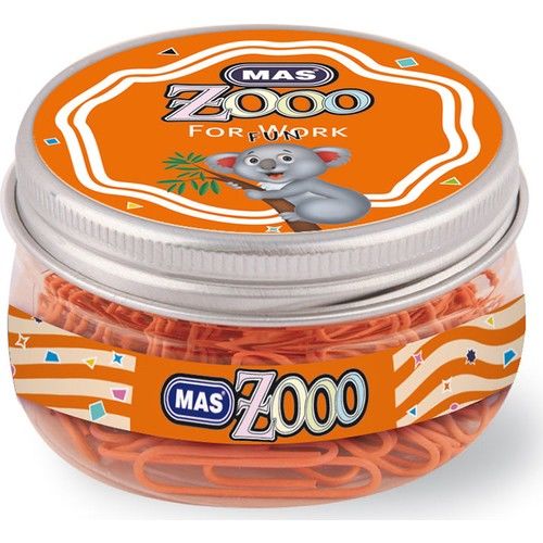 Mas Zooo - Şeffaf Yuvarlak Kutuda Plastik Kaplı Ataş - No:3 - Oranj
