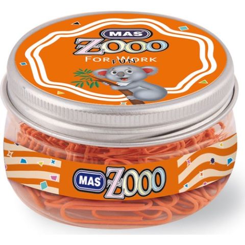 Mas Zooo - Şeffaf Yuvarlak Kutuda Plastik Kaplı Ataş - No:3 - Oranj