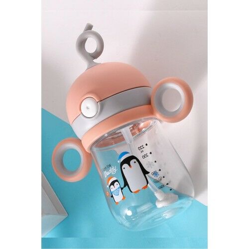 Rovco Çocuk Tritan 220 ml Pipetli Tritan Su Matarası I Love You Daddy -Akıllı Pipet Toplu--Turuncu