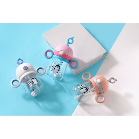 Rovco Çocuk Tritan 220 ml Pipetli Tritan Su Matarası I Love You Daddy -Akıllı Pipet Toplu--Turuncu