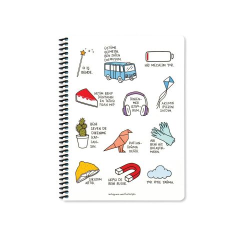 Hisli Şeyler 16.5x22.5 Çizgili Defter - Üstüme Gelmeyin Ben Zaten Dolmuşum