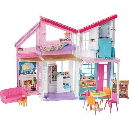Barbie'nin Malibu Evi, Dönüşüm Özellikli, 25'ten Fazla Parçalı ve 2 Katlı Bebek Evi FXG57