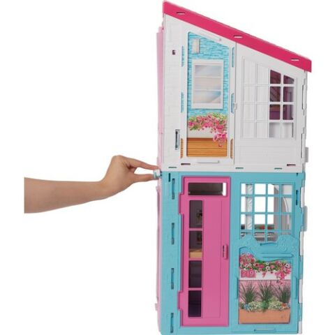 Barbie'nin Malibu Evi, Dönüşüm Özellikli, 25'ten Fazla Parçalı ve 2 Katlı Bebek Evi FXG57