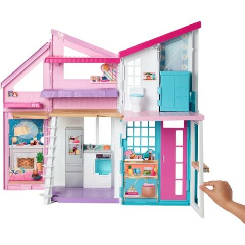 Barbie'nin Malibu Evi, Dönüşüm Özellikli, 25'ten Fazla Parçalı ve 2 Katlı Bebek Evi FXG57