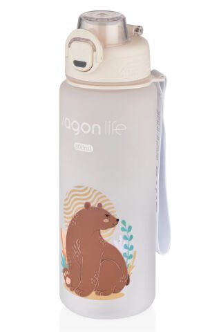 Vagon 800 ml Figürlü Su Matarası Çift Kullanım Pipetli Ve Rahat İçim Sticker Hediyeli vgn2352 Beyaz