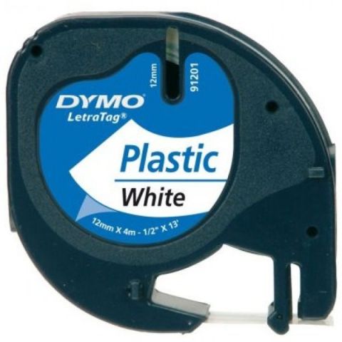 DYMO S0721660 LetraTag Plastik Şerit (12 mm X 4 mt) , Beyaz (59422)