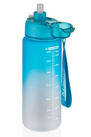 Vagon 800 ml Figürlü Su Matarası Çift Kullanım Pipetli Ve Rahat İçim Sticker Hediyeli vgn2352 Turkuaz