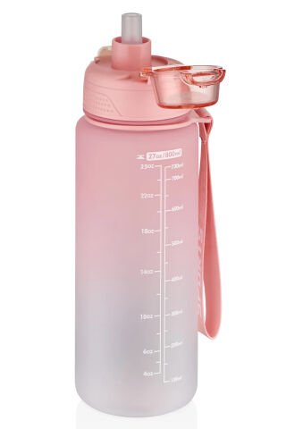 Vagon 800 ml Figürlü Su Matarası Çift Kullanım Pipetli Ve Rahat İçim Sticker Hediyeli vgn2352 Pembe