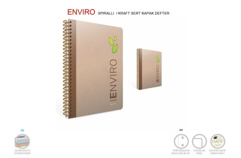 Gıpta A4 Enviro Sert Kapak 100 Yaprak Çizgisiz Spiralli Defter