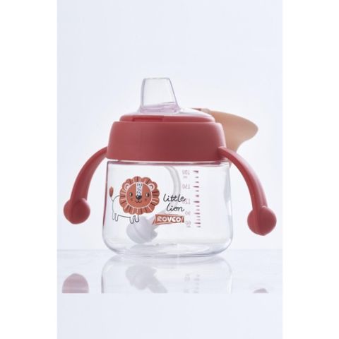 Rovco -Akıllı Pipet Toplu Alıştırma Bardağı Pipetli 180 ml Little Lion Little Tiger-2renk B1042 Kırmızı