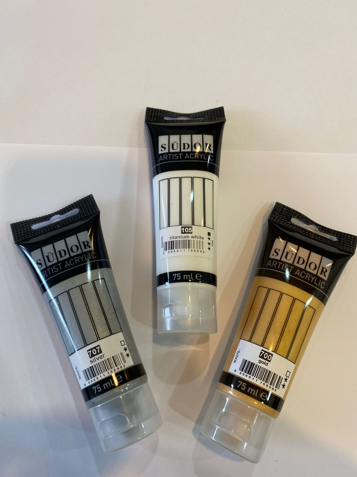 Südor Artıst Acrylıc Tüp Akrilik Boya Seti 3' Lü ( Gold- Silver- White Titanium)