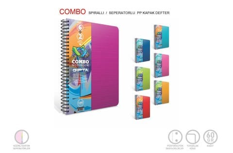 Gıpta Combo Notebook 4Kareli+2Çizgili 150 Yaprak Spiralli Defter