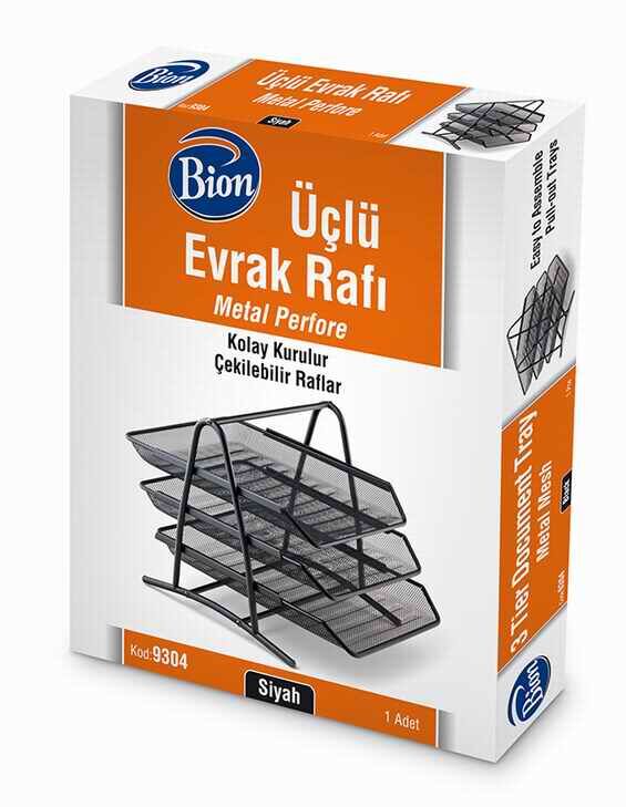 Bion Perfore 3 Lü Evrak Rafı - Siyah