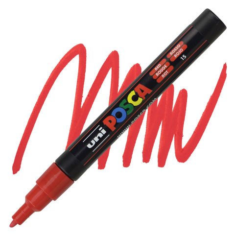 Uni Posca 0.9-1.3 Su Bazlı Poster Markörü Kırmızı (Red) PC-3M