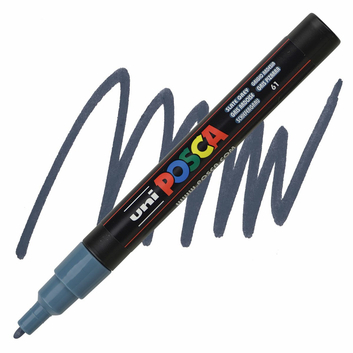 Uni Posca 0.9-1.3 Su Bazlı Poster Markörü Kurşun Gri (Slate Grey) PC-3M