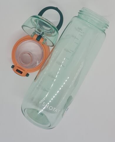 Shotay ST-6673 650 ml Tritan Kilitlenebilir Matara Yeşil-Turuncu