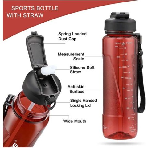 Vagon Li̇fe 6057 Uzspace 1000ML Tritan Pipetli Matara Kırmızı