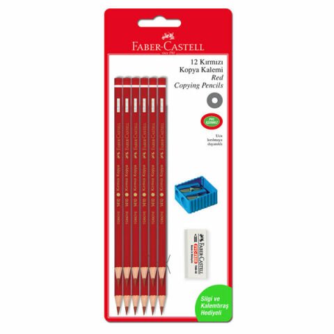 Faber-Castell Kirmizi Kopya Kalemi̇ 12'li̇ Si̇lgi̇ Ve Kalemtraş Hedi̇yeli̇