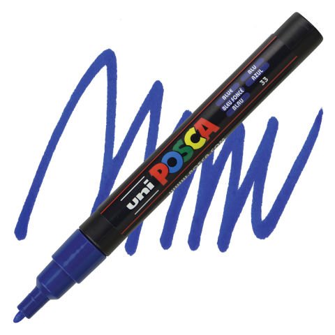 Uni Posca 0.9-1.3 Su Bazlı Poster Markörü Mavi (Blue)PC-3M