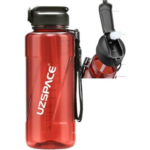 Uzspace 1,5 Litre (1500 Ml) Kırmızı Büyük Boy Spor ve Günlük Matara / Suluk - Silion Pipet Ağızlık