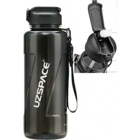 Uzspace 1,5 Litre (1500 Ml) Siyah Büyük Boy Spor ve Günlük Matara / Suluk - Silion Pipet Ağızlık