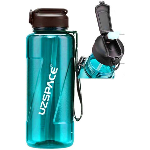 Uzspace 1,5 Litre (1500 Ml) Turkuaz Büyük Boy Spor ve Günlük Matara / Suluk - Silion Pipet Ağızlık